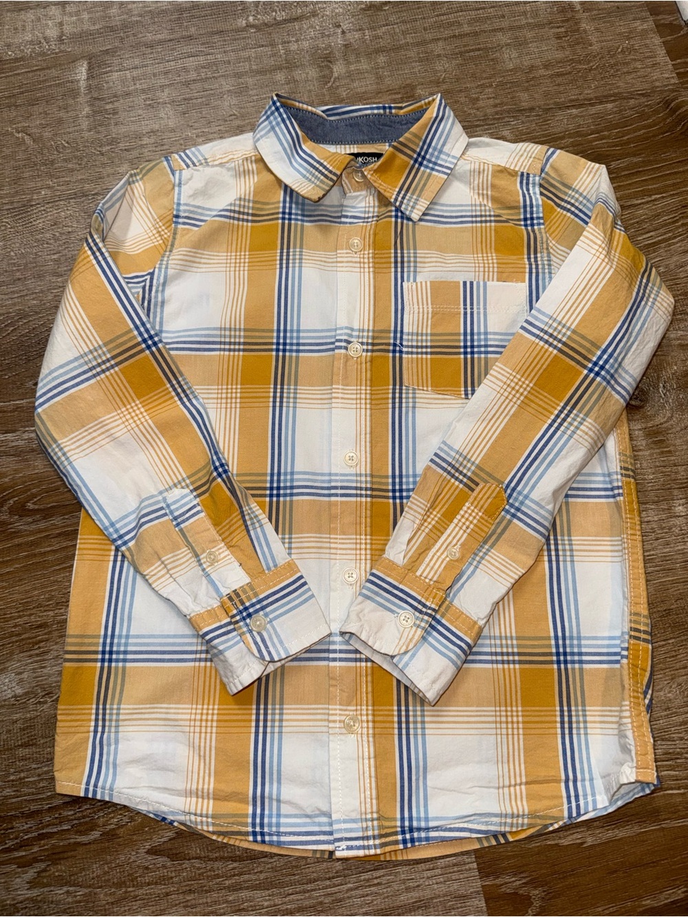 OshKosh B'gosh Yellow, Blue & White Plaid Button-Down Shirt
